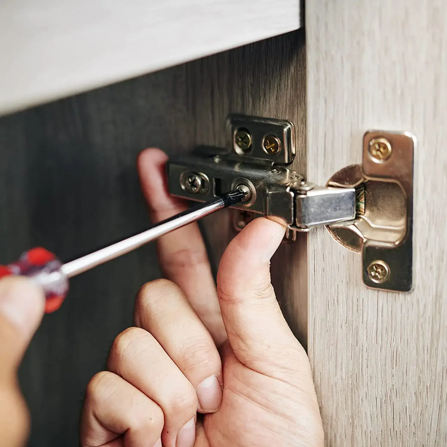 How to replace Soft Close Cabinet Hinges without destroying the structure of the cabinet?